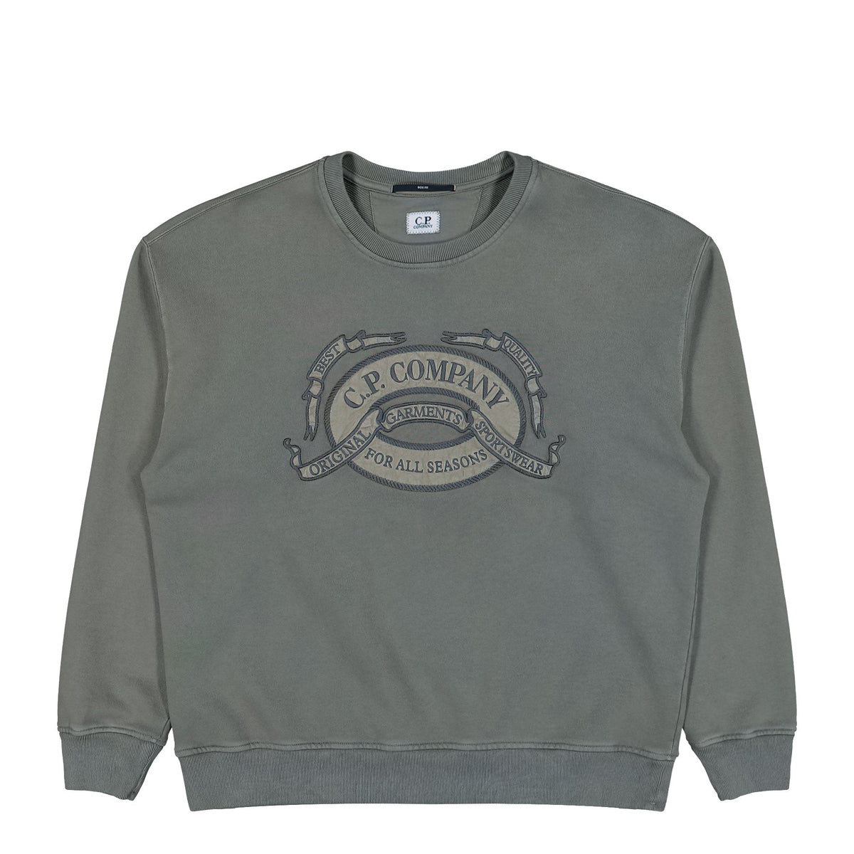 Diagonal Fleece Boxy Logo Crewneck Sweatshirt