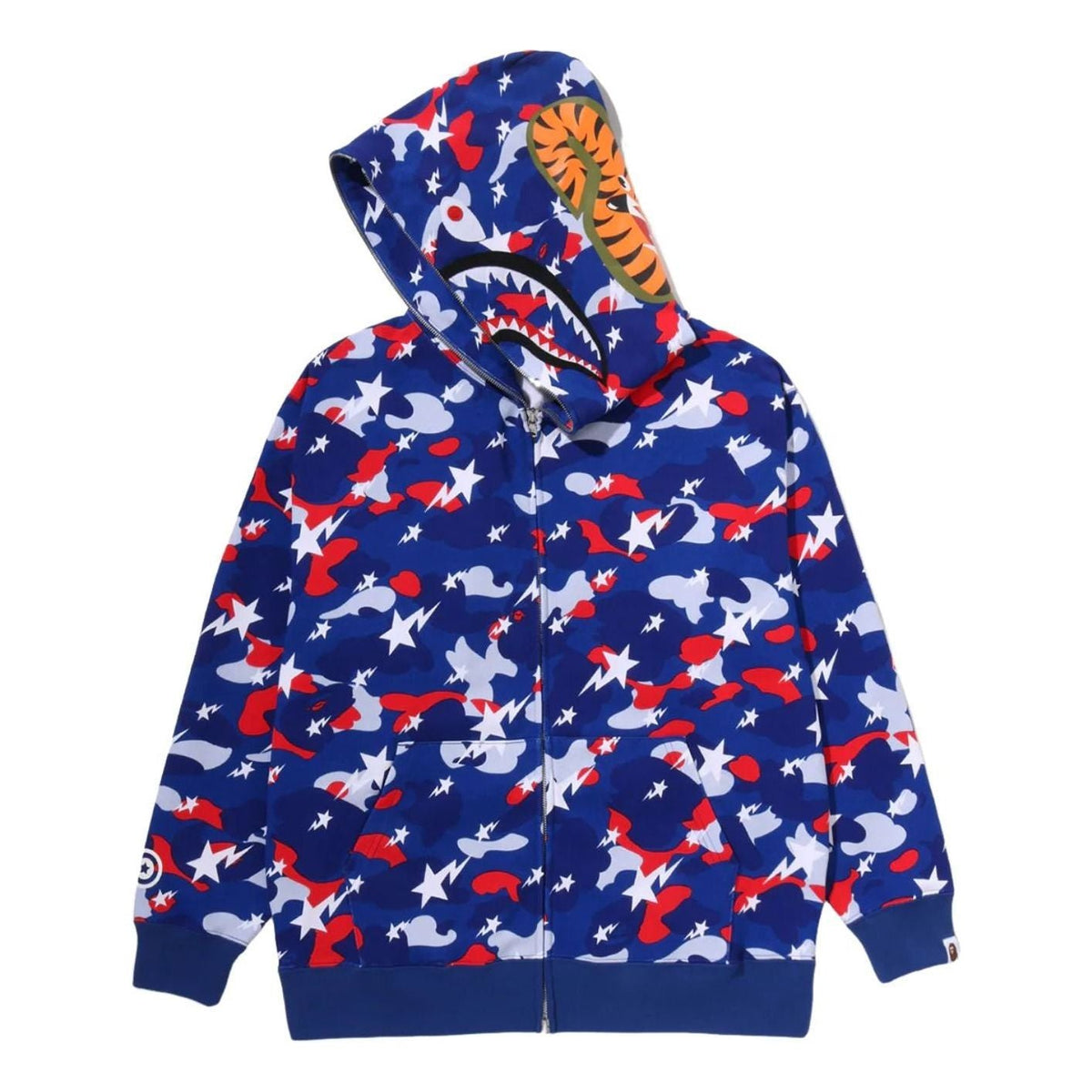 A Bathing Ape STA Strike Camo Shark Relaxed Fit Full Zip Hoodie 'Blue' 0ZXSWM305151R-BLU
