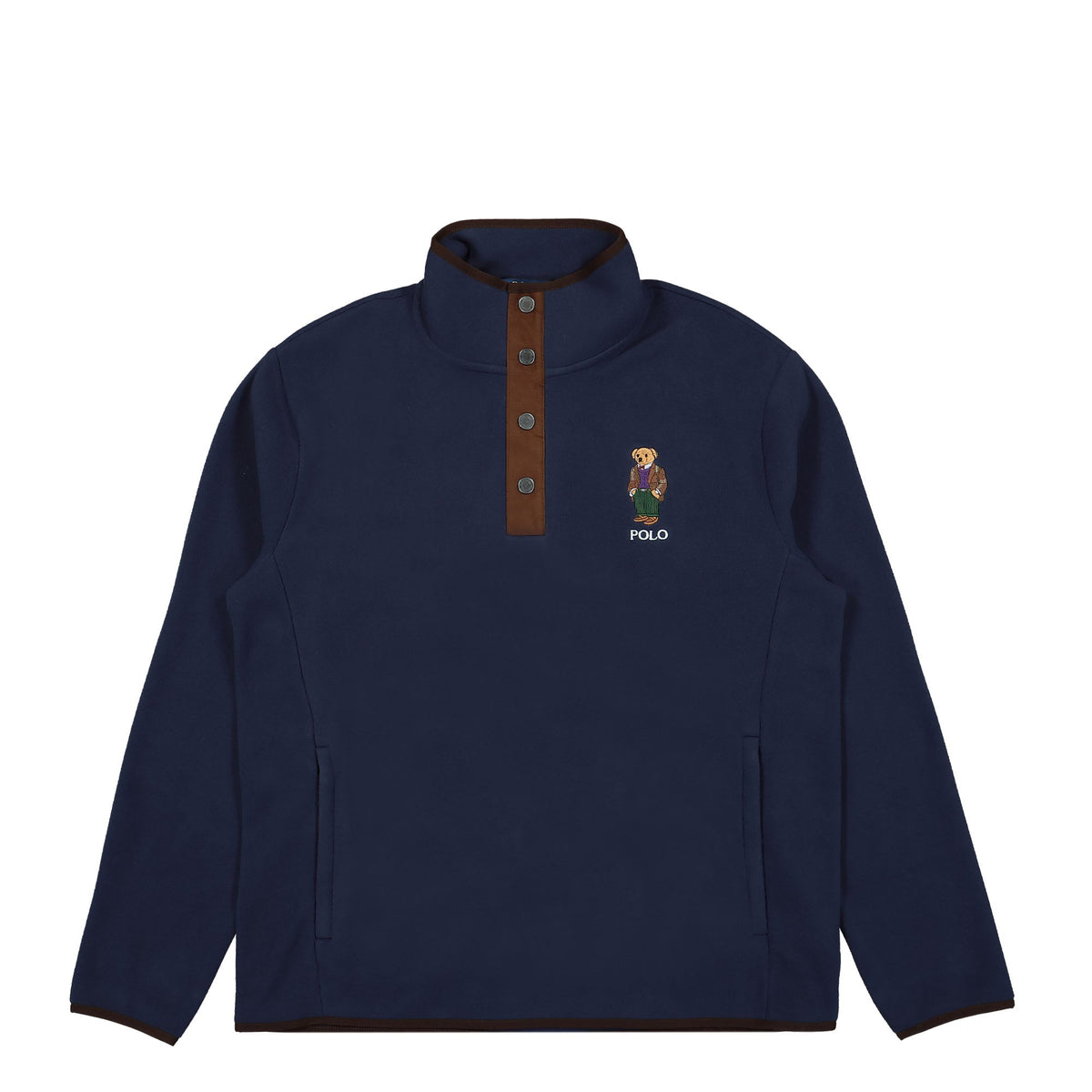 Long Sleeve Polo Bear Fleece Sweatshirt