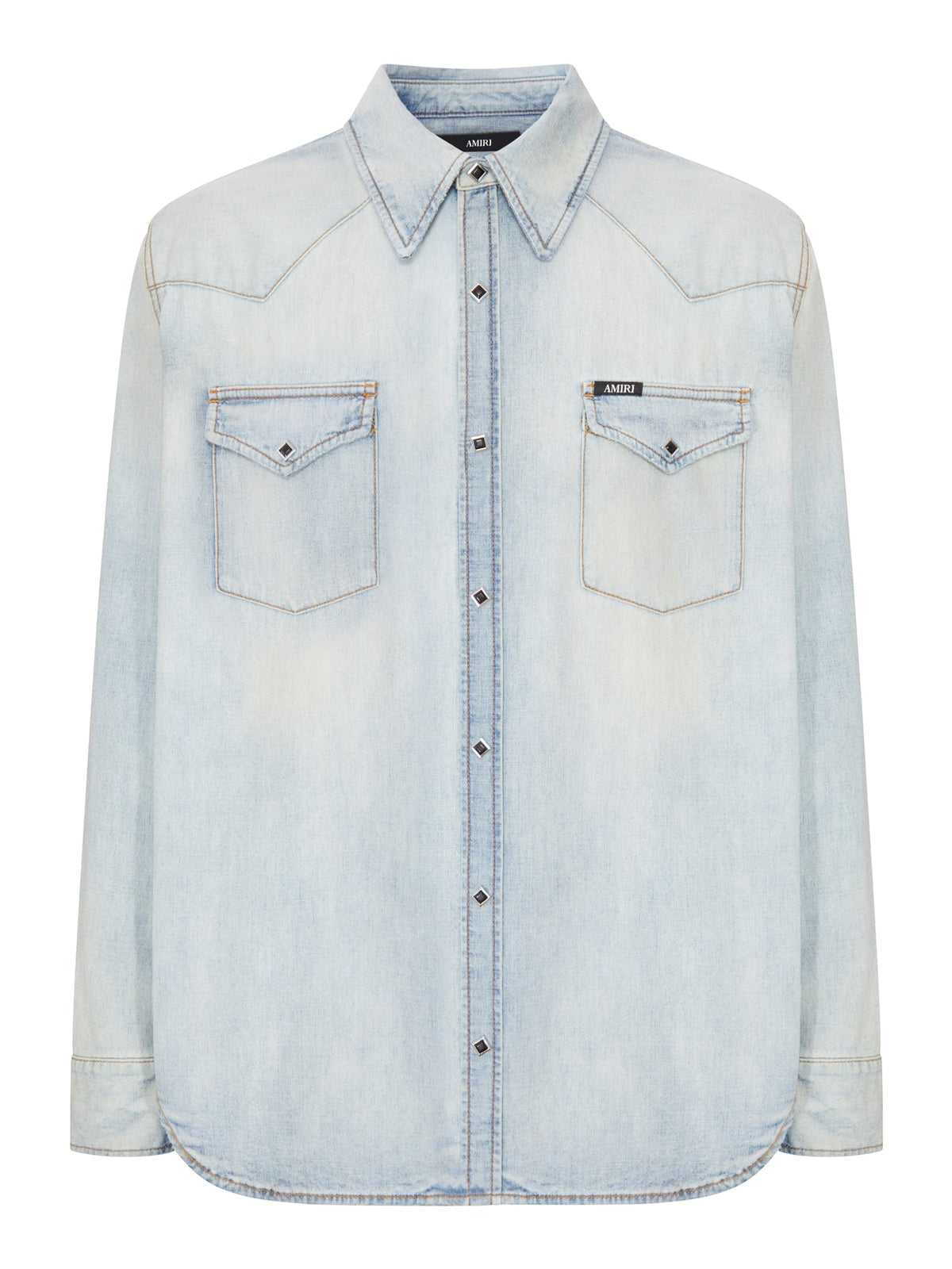 CAMICIA WESTERN IN DENIM DELAVÉ CON BOTTONI METALLICI