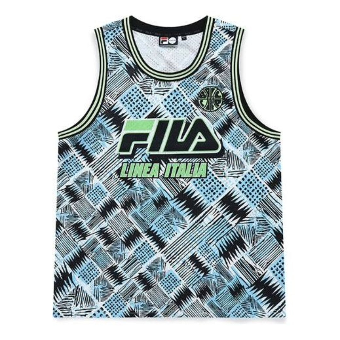 FILA FUSION Casual Sports All-Over Print Tank Top 'Teal Black White' T11M125102F-RB
