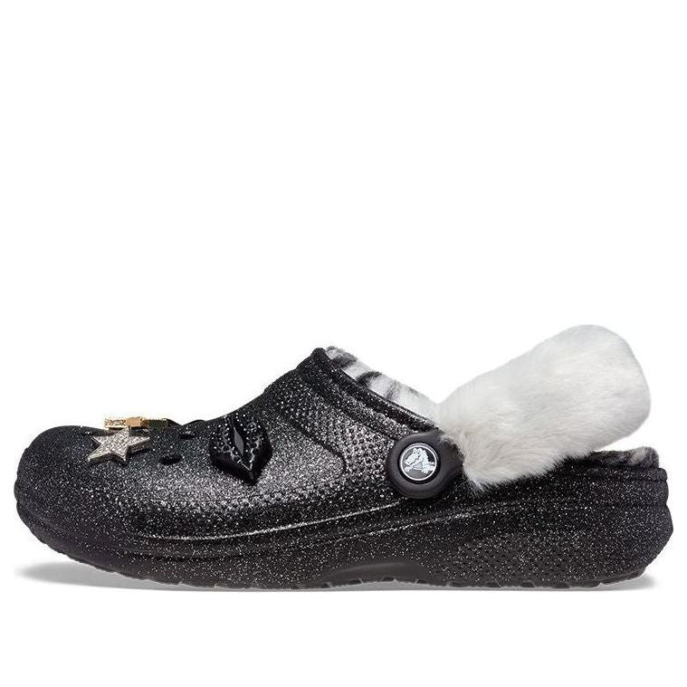 Crocs Disco Classic Lined Disco Glitter Clogs 'Black White' 208075-0ZS