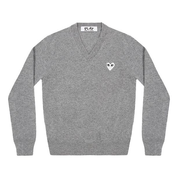 (WMNS) COMME des GARCONS PLAY V-Neck Pullover White Emblem 'Grey' AZ-N063-051-1