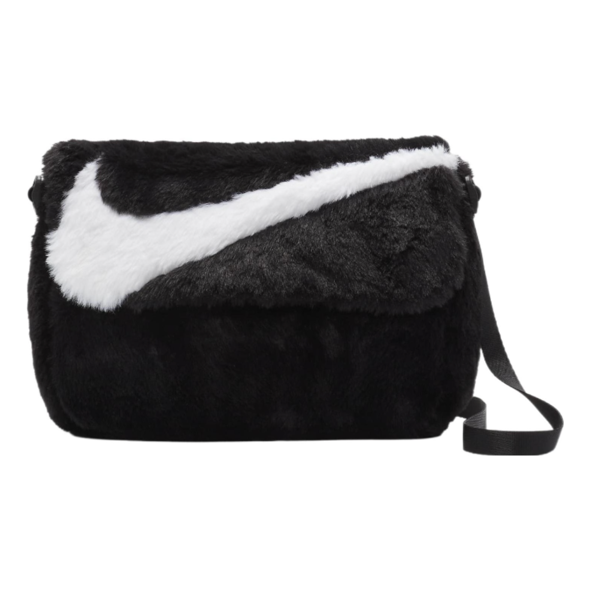 Nike Sportswear Futura 365 Faux Fur Crossbody Bag 1L 'Black White' FB3048-010