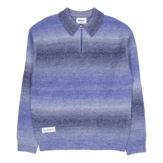 Beams 1/4 Zip Knit Polo Blue