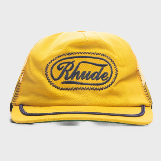Rhude Patch Trucker Hat - Yellow/Navy