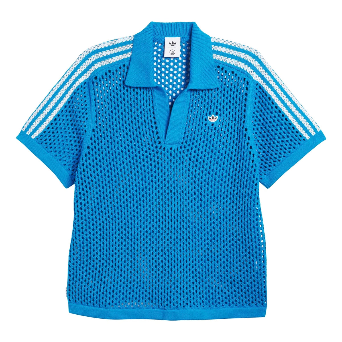 adidas x CLOT FW24 Crochet Polo Shirt Asia Sizing 'Bright Blue' JE9592