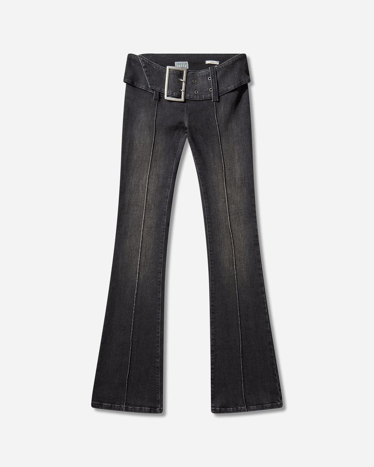 Women's Belted Bootcut Pants Black Sanded Wash