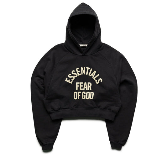 Women's Fear Of God Essentials Campus 90's Cropped Raglan Hoodie - Faded Black