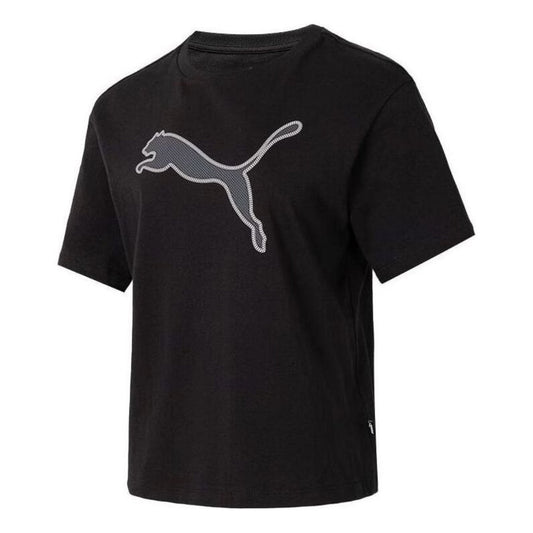 (WMNS) PUMA Graphic Sport T-Shirt 'Black Grey' 682164-01