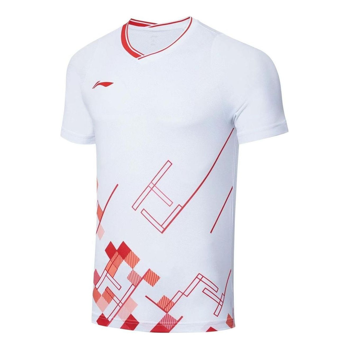 Li-Ning Graphic Badminton Competition T-shirt 'White Red' AAYT057-1