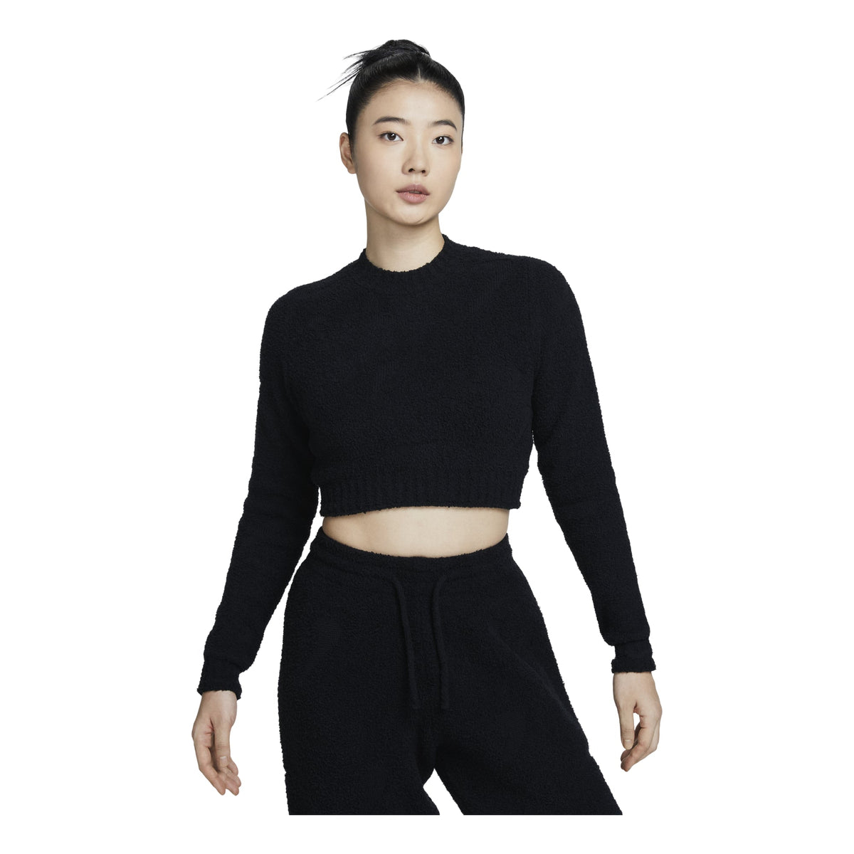 (WMNS) Nike Sportswear Phoenix Cosy Boucle Tight Long Sleeve Knit T-shirt Asia Sizing 'Black' FZ1717-010