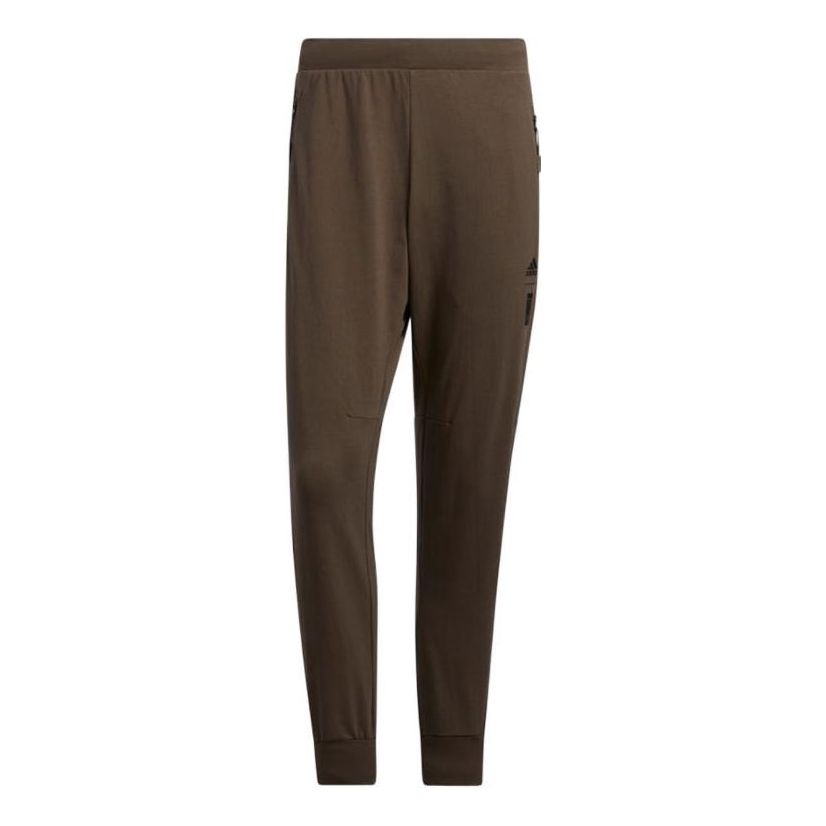 Men's adidas WJ KN PNT Solid Color Logo Printing Bundle Feet Sports Pants/Trousers/Joggers Dark Grey Olive Green HE5159