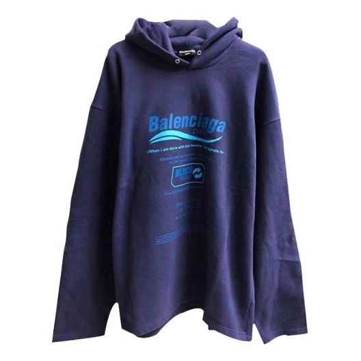 Balenciaga Dry Cleaning Logo Hoodie 'Blue' 661711TKVF