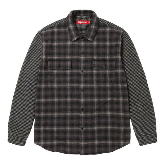 Supreme Houndstooth Plaid Flannel Shirt 'Black Grey' SUP-FW23-261