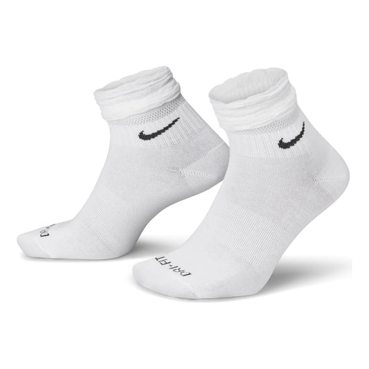 Nike Solid Color Logo Quick Dry Athleisure Casual Sports Knit Socks Unisex 2 Pairs White DH5485-100