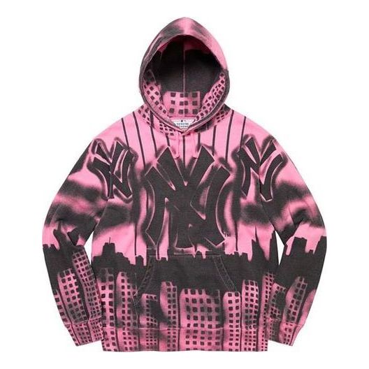 Supreme x New York Yankees Airbrush Hooded Sweatshirt 'Pink Black' SUP-FW21-153
