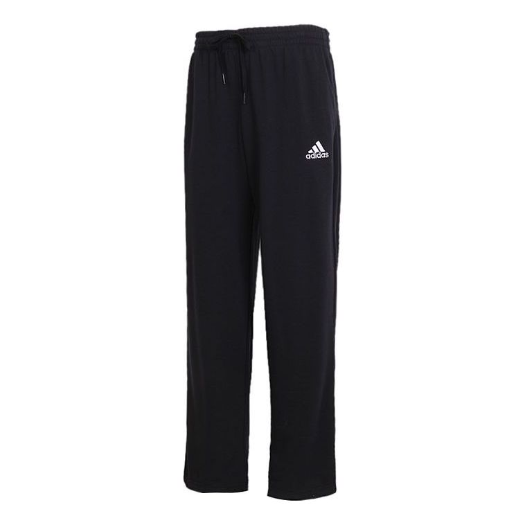 adidas Solid Color logo Casual Sports Elastic Waistband Long Pants Black GK9273