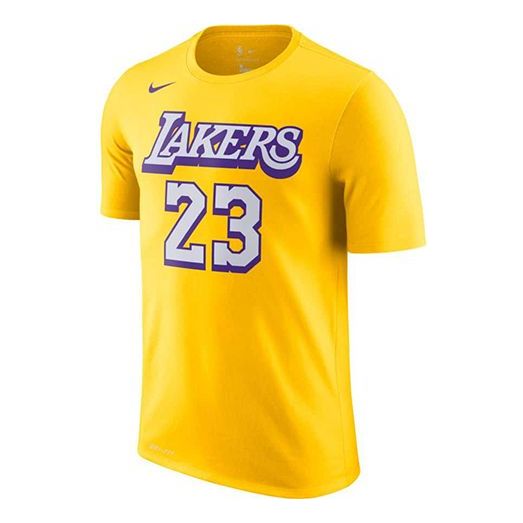 Nike NBA Lakers Basketball Sports Short Sleeve LeBron James 23 Yellow BV8795-705