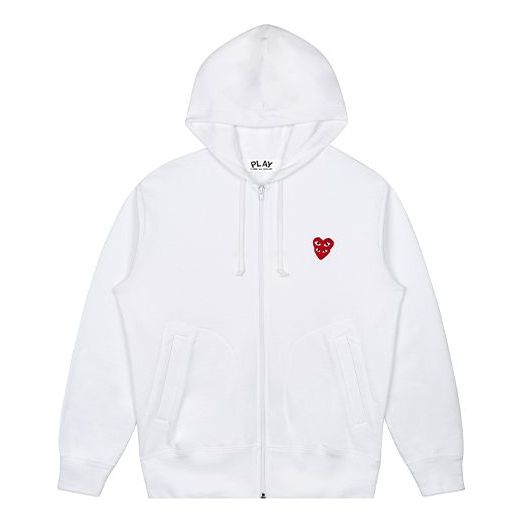 COMME des GARCONS PLAY Red Zip Up Hoodie 'White' AZ-T294-051-2