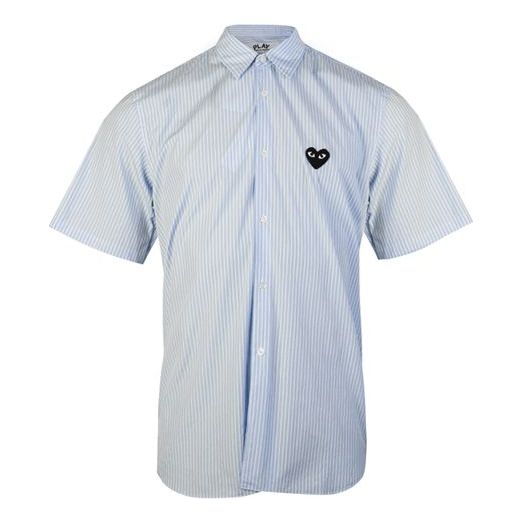 COMME des GARCONS PLAY Black Emblem Striped Short Sleeve Shirt 'Light Blue' AZ-B022-M
