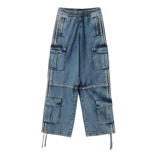 (WMNS) adidas Mid-Rise 2-in-1 Denim Pants Asia Sizing 'Worn Blue Denim' KQ6479 - adidas Professional Edition