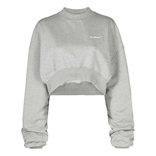 (WMNS) Off-White Oversized-sleeve Cropped Sweatshirt 'Grey' OWBA069C99JER0030801