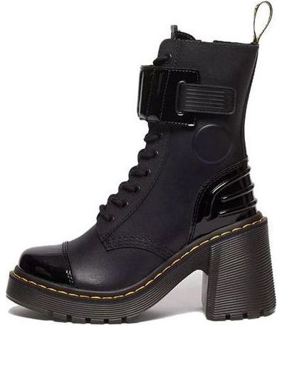 (WMNS) Dr. Martens Gaya 10-Eye Alternative Leather Heeled Boots 'Black' 31006001
