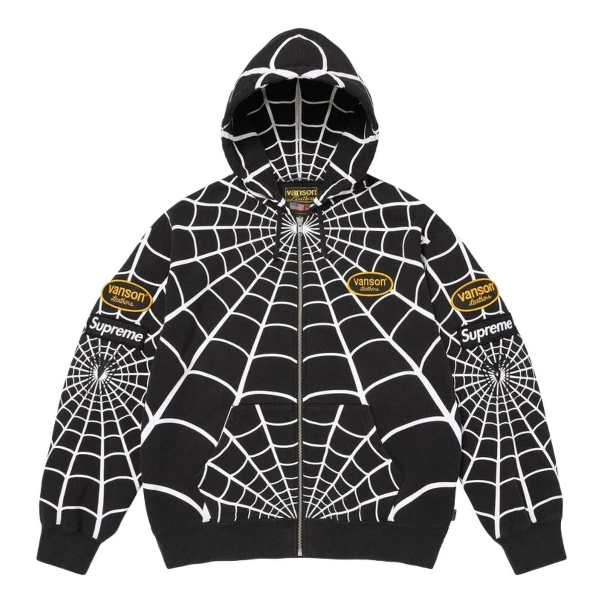Supreme x Vanson Leathers SS26 Spider-Man Zip Up Hooded Sweatshirt 'Black' SUP-SS26-301-BLK